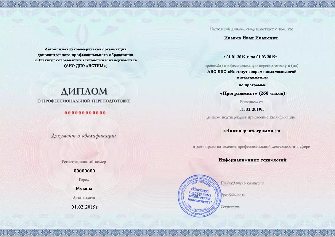 Диплом о профессиональной переподготовке Диплом о профессиональной переподготовке